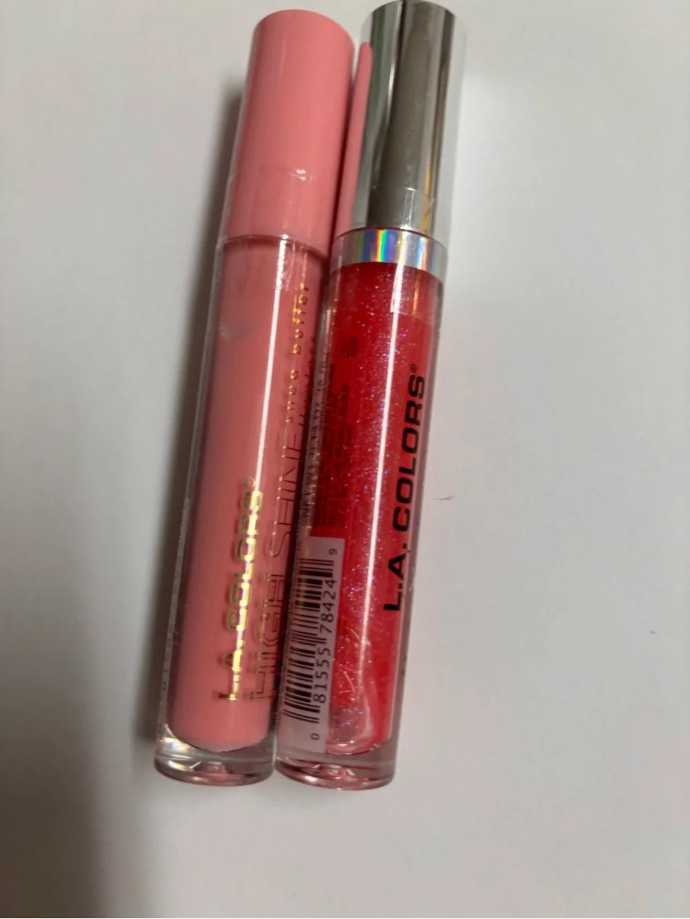 L.A. Colors Pink High Shine & Red Holographic Iridescent Lip Gloss Duo